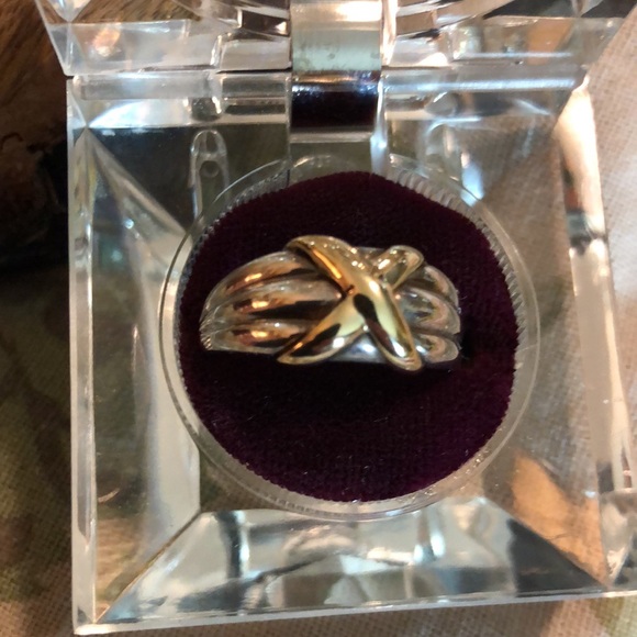 OCTANNER size 10 Sterling Silver 14k Gold “X” David Yurman Vibe Luxury Ring NEW - Picture 5 of 16